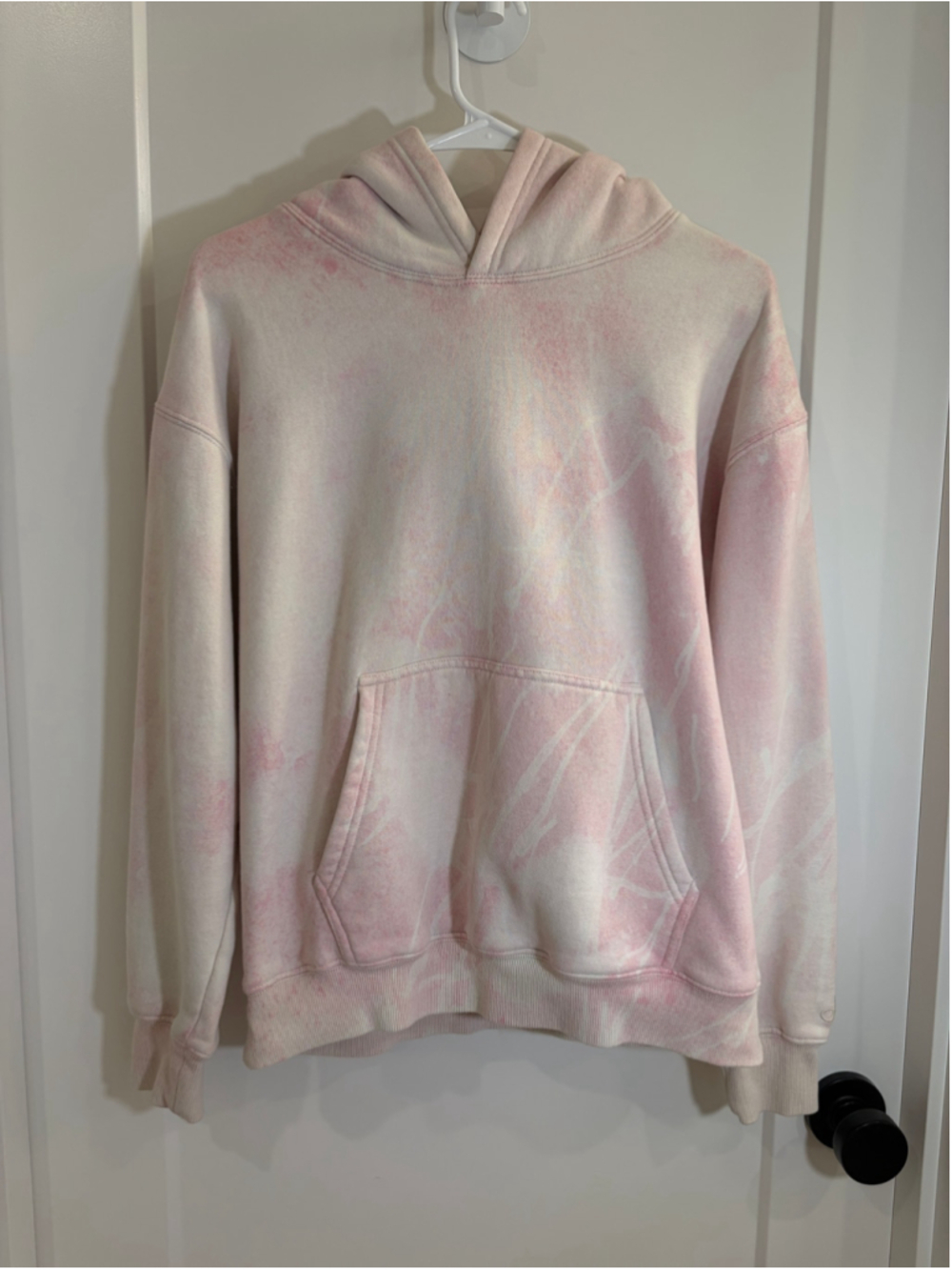Custom Bleached Sacre Pink Tie Dye Fleece Hoodie Sweatshirt Embroidered Medium